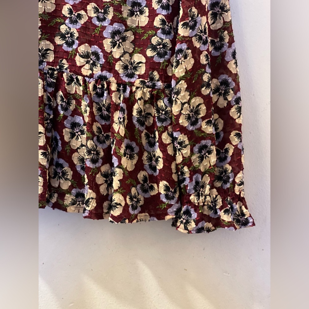 Madewell Drawstring Ruffle-Hem Top in Viola Floral - Picture 10 of 13
